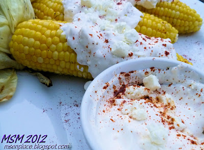 Charcoal-Grilled Corn w/ Cream, Cheese, and Chile