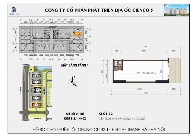 Mặt bằng kiot 32 chung cư b2.1 hh02a thanh hà mường thanh cienco 5 land