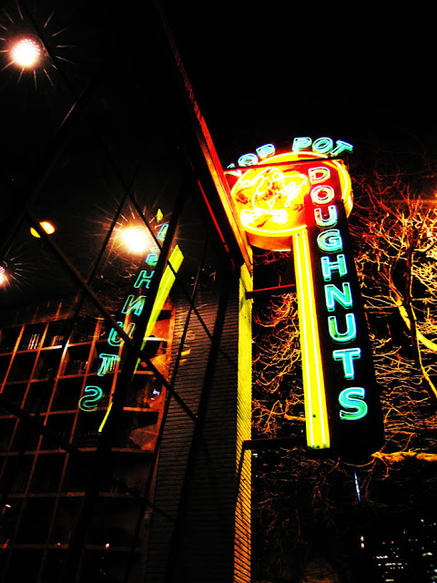 The neon sign at Top Pot Doughnuts in Seattle, Washington.