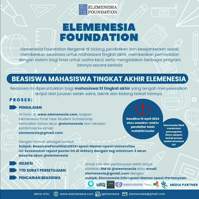 Elemenesia Final Year Student Scholarship 2024 is now open!