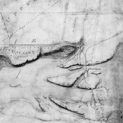 NMC14284: Same description as above, except the settlement on the Quebec side (Township of Hull) is in view, and throughout there is more shading to indicate the geography. The gorge under Pooley's Bridge is far more identifiable, as is the cliff on the river side of Upper By Town.