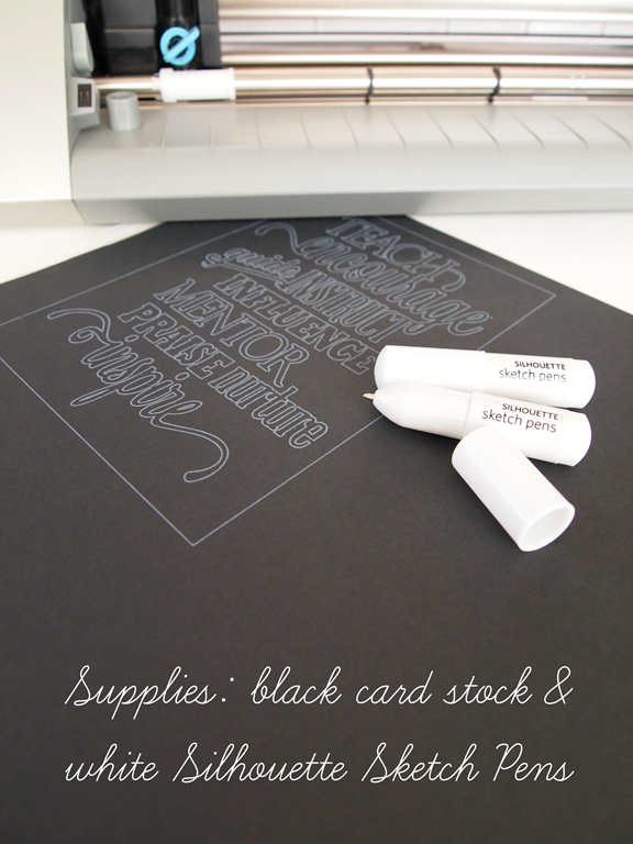 supplies black card stock and  Silhouette Sketch Pens