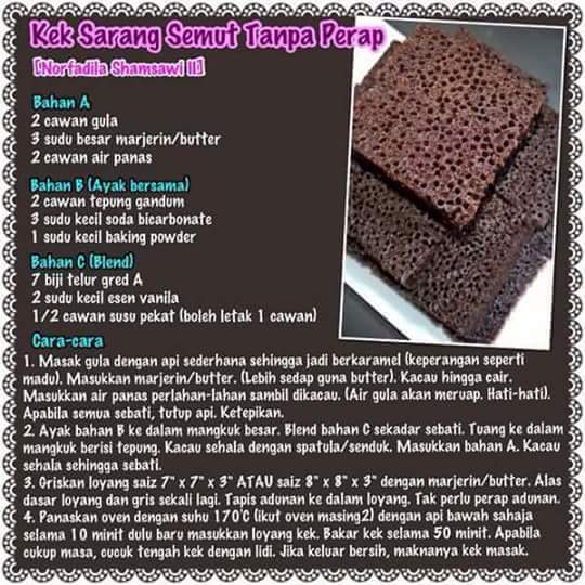 Duniaku: Kek Sarang Semut Tanpa Perap - sedap & mudah