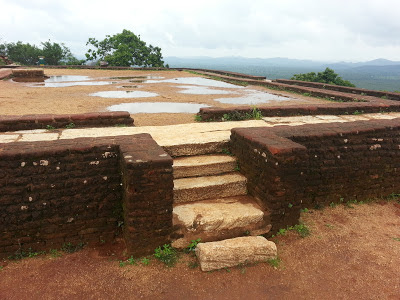 Sigiriya summit, top pyramid platform, leading marble stairs, gods, descends from heaven to Earth, ancient mysteries