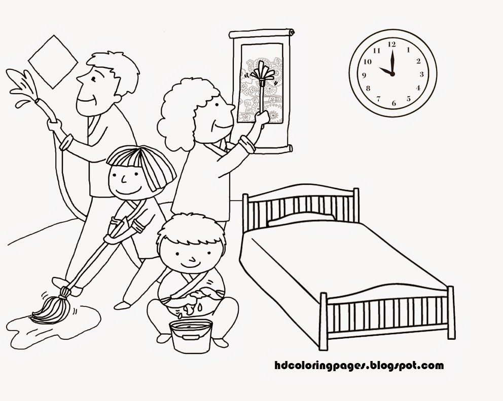 House Cleaning Family Coloring Pages