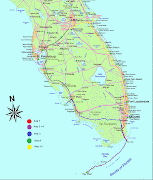 Inmiddels hebben we, op 3 dagen na, onze overnachtingen vastgelegd. (florida map )