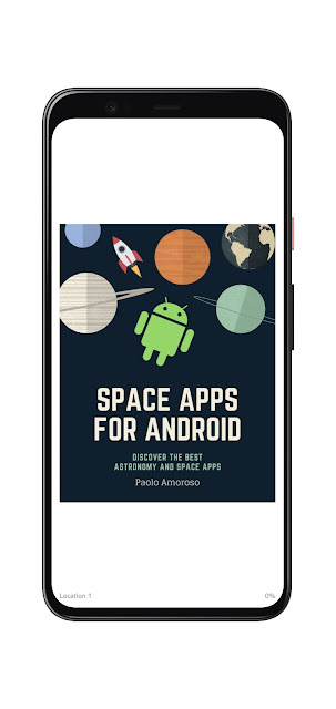 Cover of the Space Apps for Android ebook in the Kindle app on a Pixel 4 XL