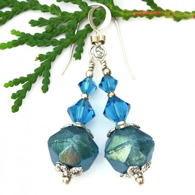 rustic caribbean blue handmade earrings