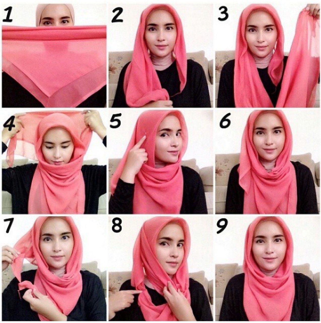 26 Ide Tutorial Hijab Segi Empat Saudia Tahun 2017 Tutorial