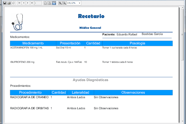 "Reporte de Recetario/Medicamentos (Vista Detallada)"