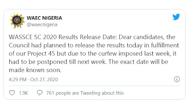 Breaking! WAEC Set New Date for the Release of the 2020 WASSCE Results