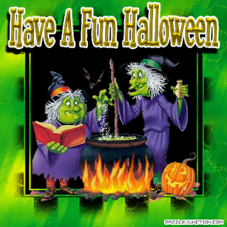 green fun halloween card