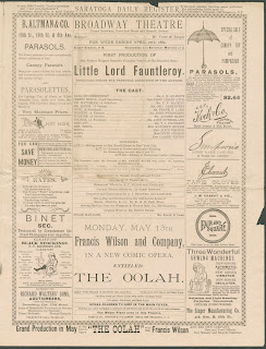 A newspaper advertisement for a play of "Little Lord Fauntleroy."