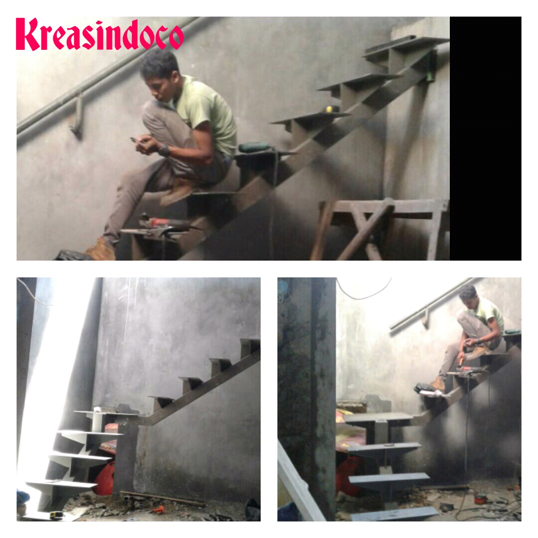 Pemasangan Tangga  Besi Trap Kayu di ciledug Daerah Kreo