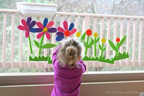 Reusable Spring Flowers Bath/Window Art from Fun at Home with Kids