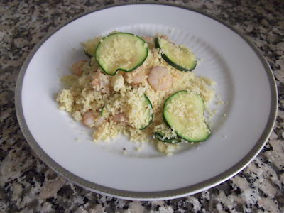 Couscous with zucchini and prawns