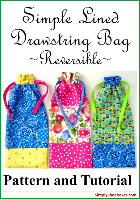 Drawstring bag pattern perfect for packing in Operation Christmas Child Shoeboxes.