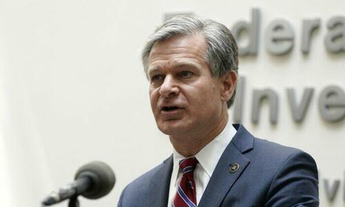 FBI Director Christopher Wray speaks during a news conference in Omaha, Neb., on Aug. 10, 2022.