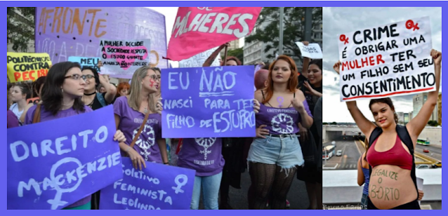 Mulheres defendem a descriminalização do aborto em São Paulo.