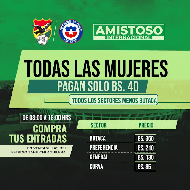 Venta de Entradas para el Amistoso Bolivia vs Chile