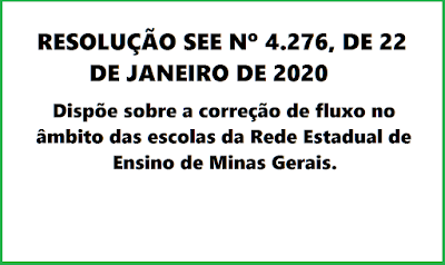 Dispõe sobre a correção de fluxo no âmbito das escolas da Rede Estadual de Ensino de Minas Gerais.