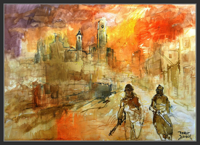 BELCHITE-ARTE-PINTURA-BRIGADAS INTERNACIONALES-GUERRA CIVIL-ESPAÑA-ARTISTA-PINTOR-ERNEST DESCALS