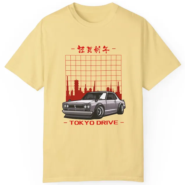 Comfort Colors Car T-Shirt With Black and Red Illustration Car and Text ...