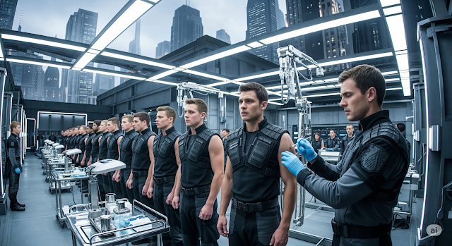 vaccini nall'aria su una scena del film divergent creata artificialmente