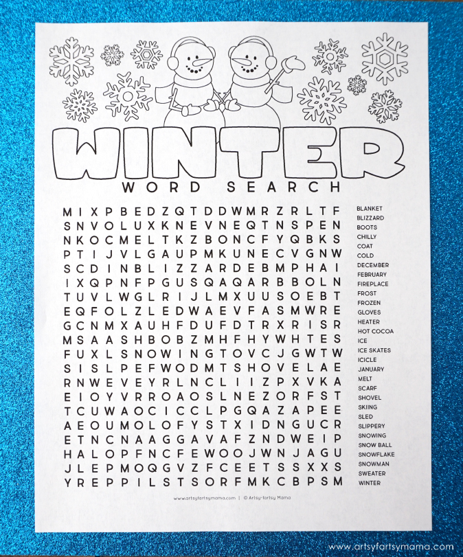 Welcome the cold weather with this Free Printable Winter Word Search Coloring Page!