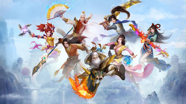 SkyBlade Mobile - 7 classes - Il Geom (melee attack), Su A (archer), Ji Ro (assassin), Thumb (mage/healer), Nam Gung (tank/high defense), Un Jeong (melee/dual hammer), and Il Sin (skill burst/crowd control)