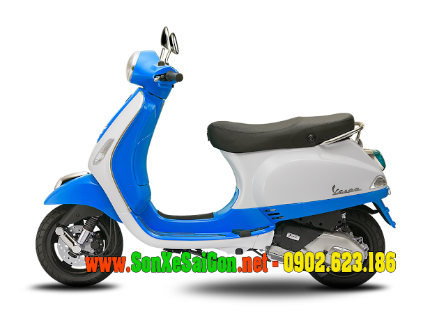 Mẫu sơn xe Vespa LX 125 bi-color trắng xanh dương cực đẹp