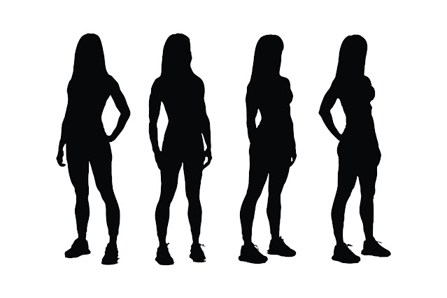 Female bodybuilder silhouette set vector free download