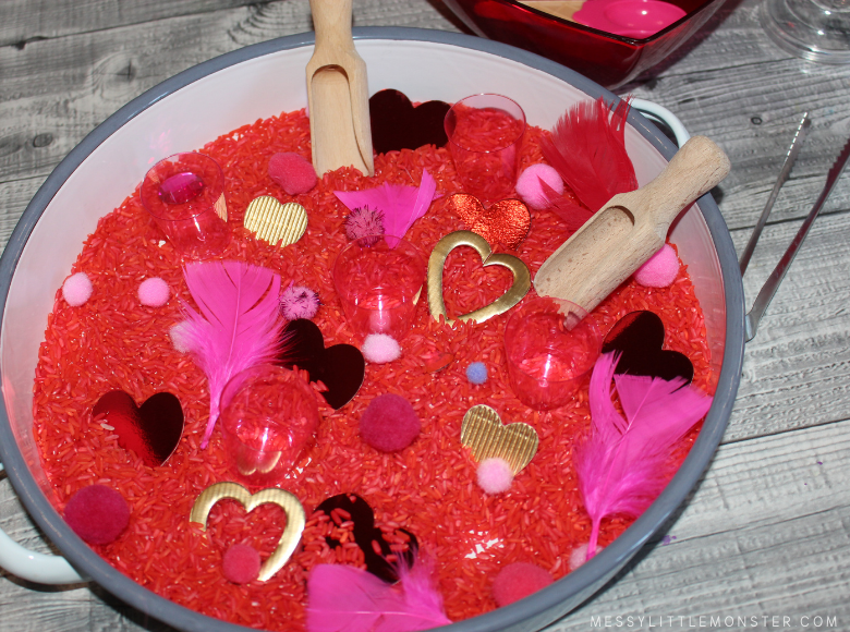 valentines day sensory bin for toddlers