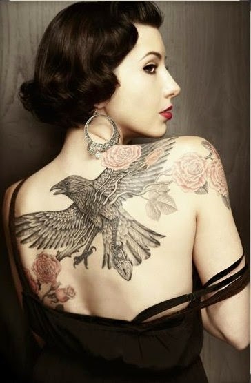 Honey Flower Crow Tattoo, Crow Design Honey Flower Tattoo, Flower Honey Crow Design Tattoo, Crow With Honey Flower, Flower, Birds, Women,