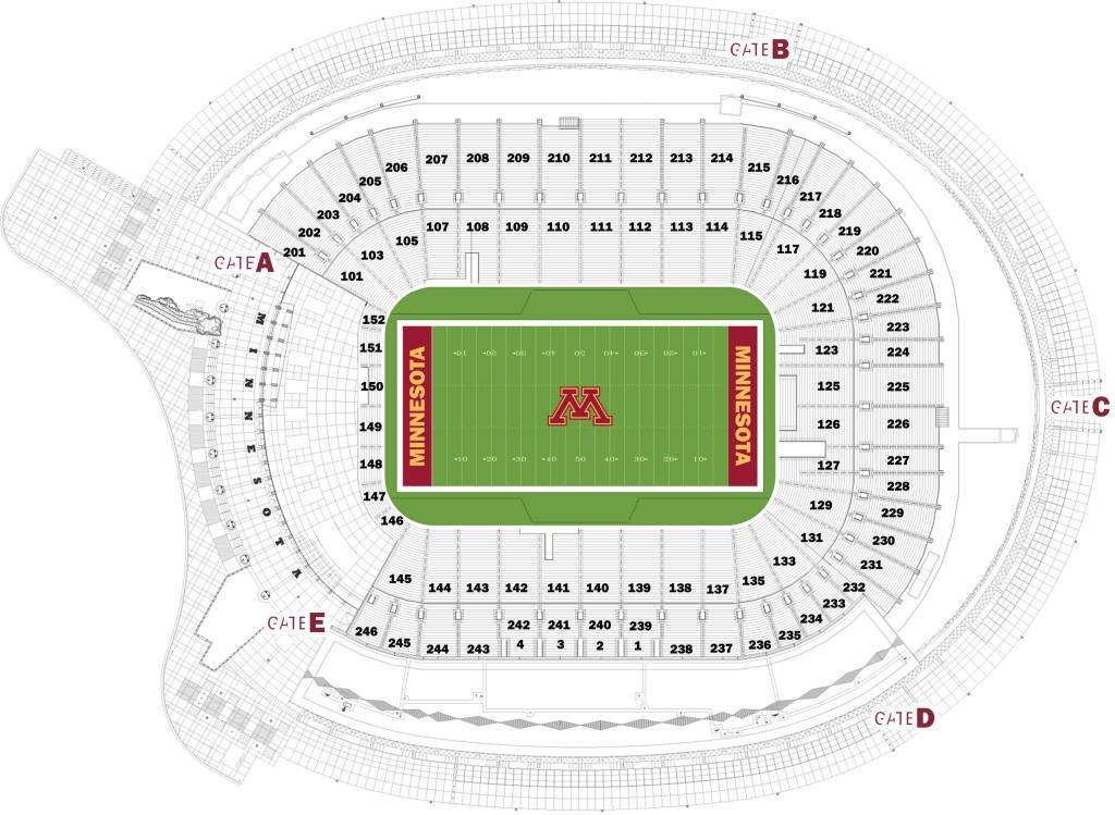 TCF Bank Stadium Seating Chart Interactive Seat Map SeatGeek - tcf bank stadium seating chart