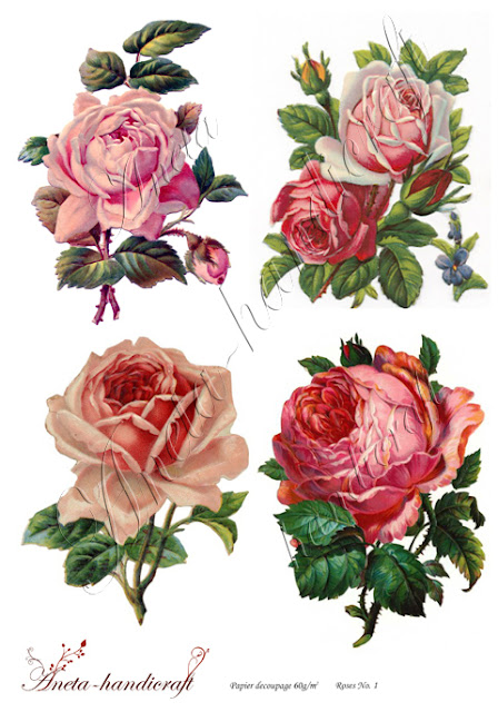 Aneta-handicraft decoupage papers- Roses collection