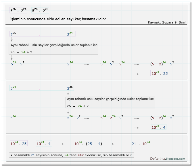 Örnek Soru - 11 » Üslü sayılar » kaç basamaklıdır? (Kaynak: Supara 9. Sınıf).