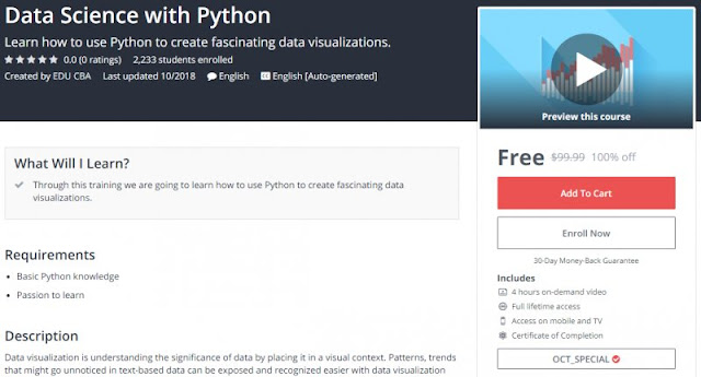 [100% Off] Data Science with Python| Worth 99,99$ 