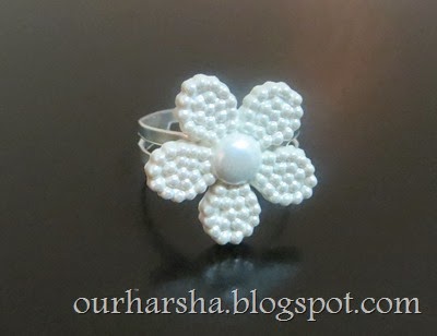 Pearl Daisy Flower Button Ring (1)