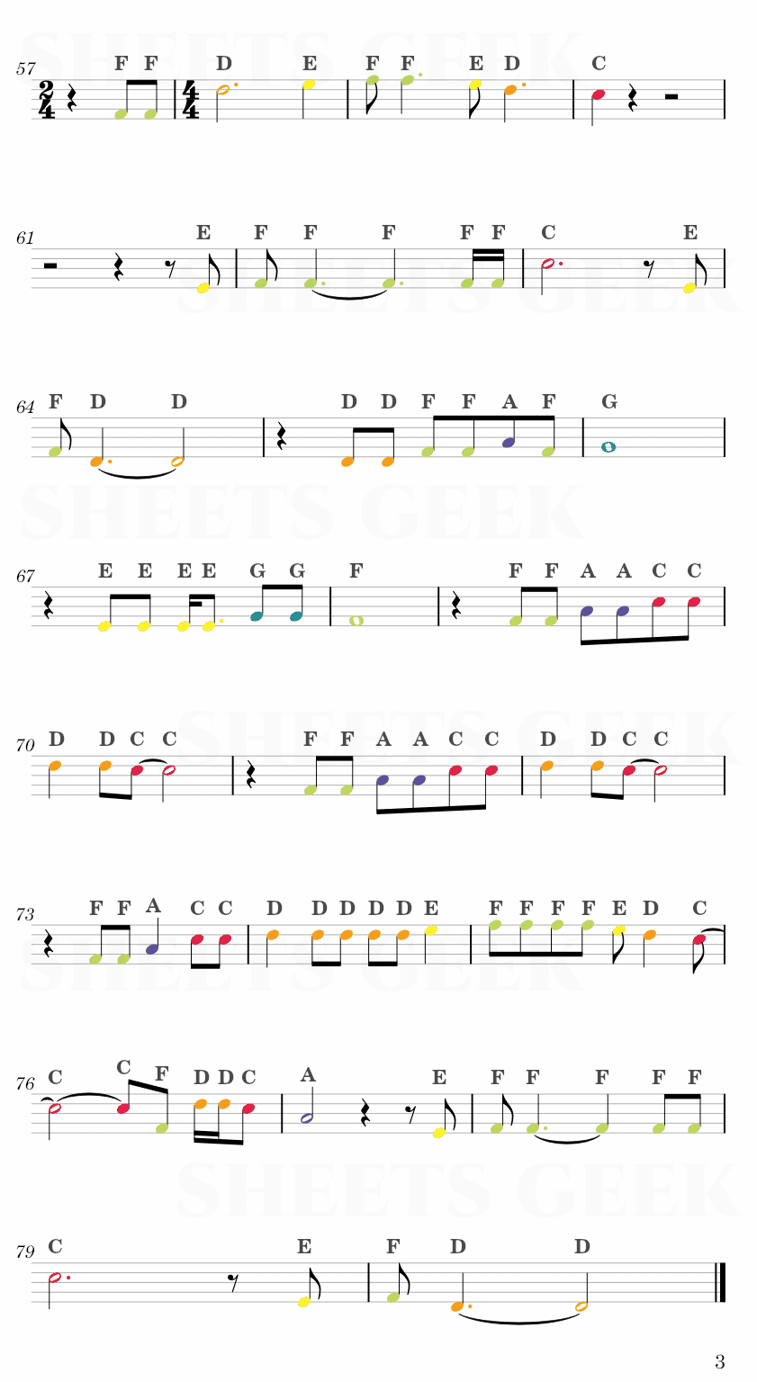 The Sound Of Silence - Simon & Garfunkel Easy Sheet Music Free for piano, keyboard, flute, violin, sax, cello page 3