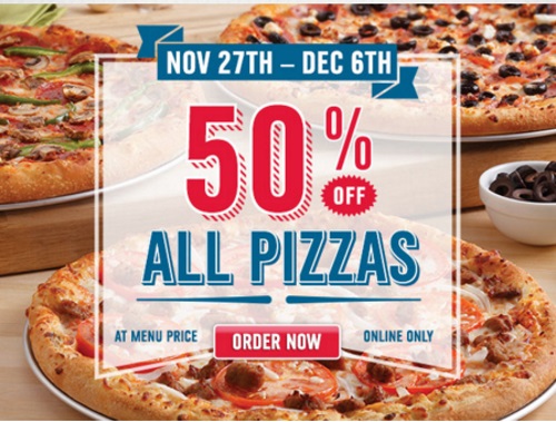 Domino's 50% Off All Pizzas Promo Code
