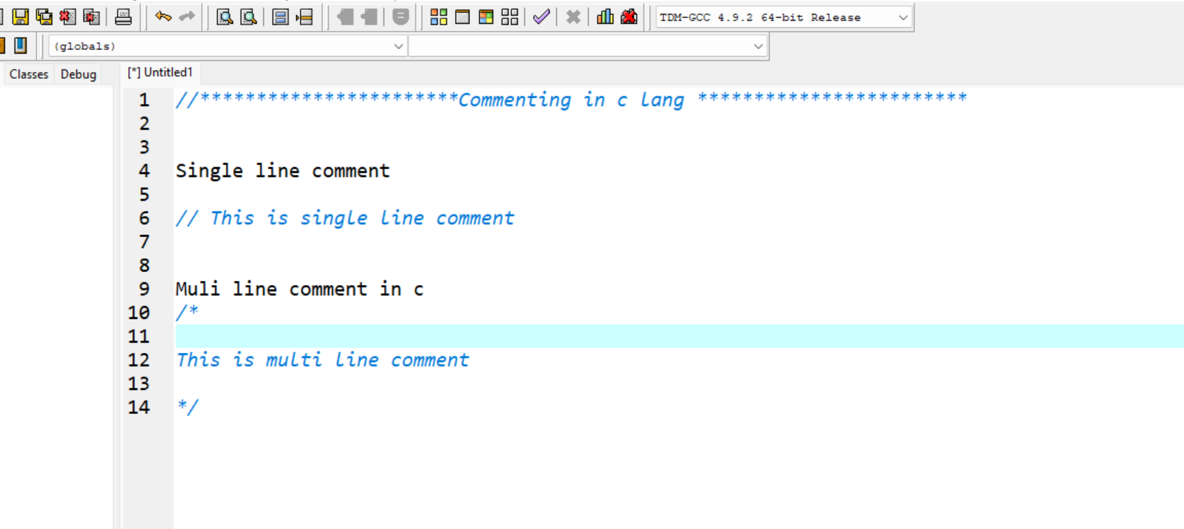 Commenting in c lang