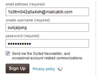 สมัครเข้าใช้งาน scribd.com ด้วย E-mail