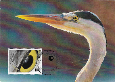 carte maximum "Heron cendré - yeux d'oiseaux" - Liechtenstein 2018