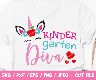 Kindergarten Diva SVG, Back To School T-Shirt, Kid Shirt, Unicorn T-Shirt, Funny Kindergarten Shirt, Cute Girl, Cricut, Silhouette, Vinyl