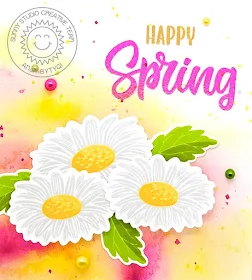 Sunny Studio Stamps: Cheerful Daisies Spring Themed Card by Anja Bytyqi