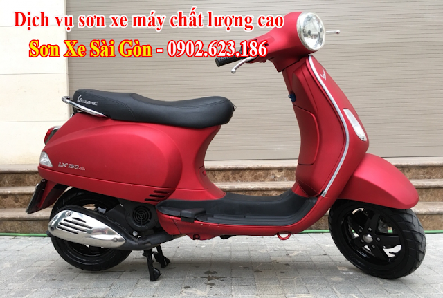 Mẫu sơn xe Vespa LX màu đỏ nhám cực đẹp