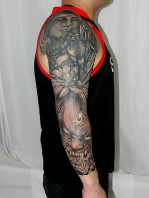 An interesting combination of Buddha and devil for tattoos very religious