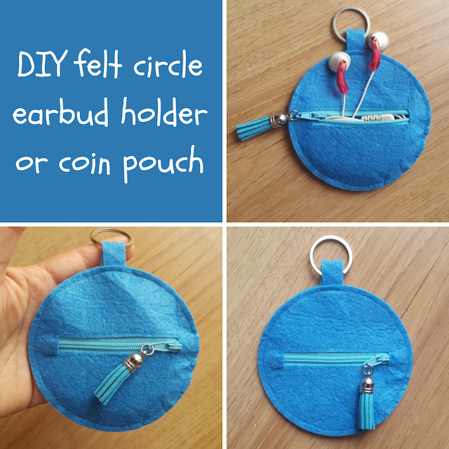 DIY felt circle earbud holder / coin pouch