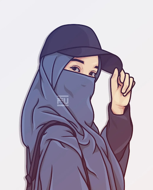 wallpaper gambar kartun hijab modern